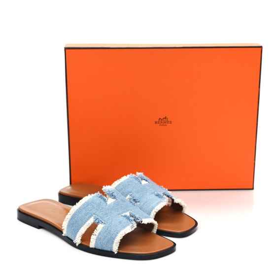 【デニム×フリンジが可愛い♪】 HERMES Sandales Oran フラット Oran sandal | Hermès Canada