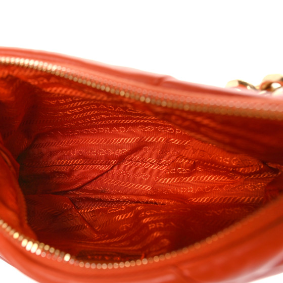 PRADA Nappa Triangle Quilted Patchwork System Bag Arancio