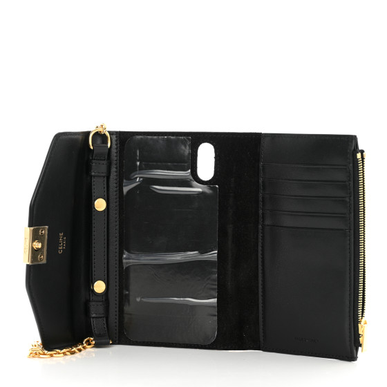 CELINE Shiny Smooth Calfskin C Phone Holder Wallet On Chain