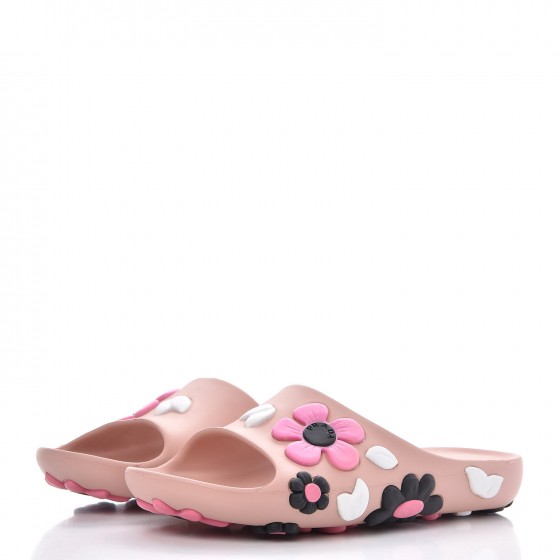 PRADA Rubber Flower Slide Sandals 40 Orchidea Begonia 283827