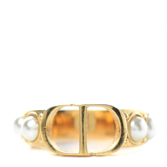 CHRISTIAN DIOR Metal Pearl 30 Montaigne Ring L Gold 751169