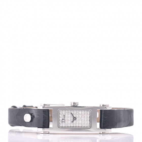 CHRISTIAN DIOR Stainless Steel Calfskin Diamond 12mm Dior66