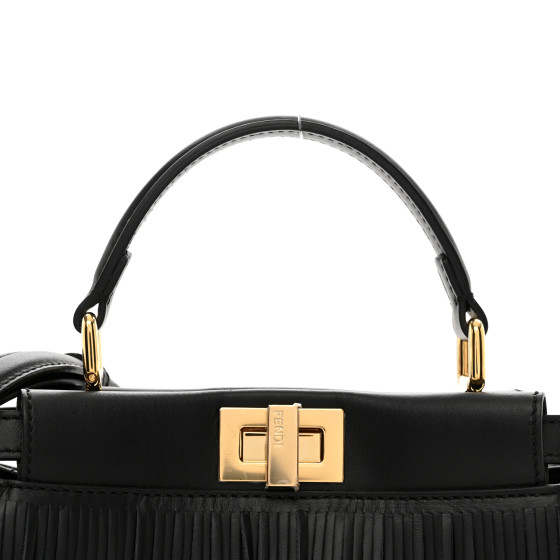 ★BLACKUP★ Fringe Mini BagBlack P00000FG FENDI Nappa Fringe Mini Peekaboo Black 1406058 | FASHIONPHILE