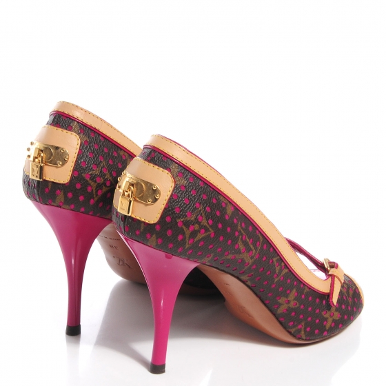 LOUIS VUITTON バーガンディ ハイヒール LOUIS VUITTON Monogram Perforated Heels 38 Fuchsia 87441