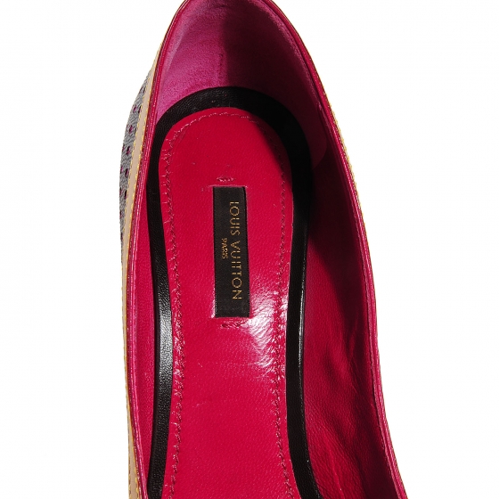 LOUIS VUITTON Monogram Perforated Heels 38 Fuchsia 87441