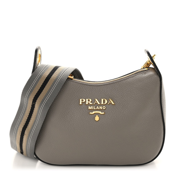 PRADA Vitello Phenix Messenger Bag Argilla