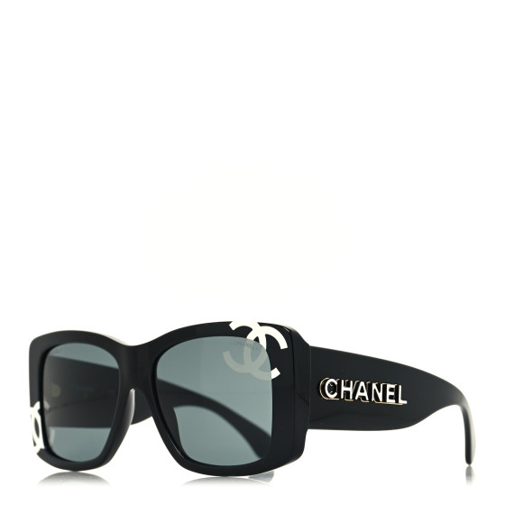 CHANEL Acetate CC Logo Square Sunglasses 71472 Black