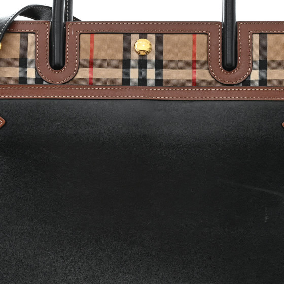 BURBERRY Calfskin Vintage Check Medium Two Handle Title Bag
