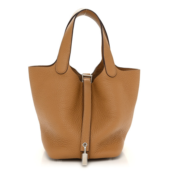 HERMES Taurillon Clemence Picotin Lock 18 PM Biscuit 1609449