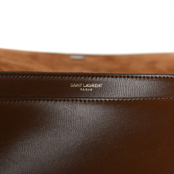 SAINT LAURENT Suede Monogram Book Bag Brown 1013713