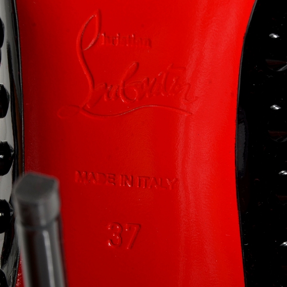 CHRISTIAN LOUBOUTIN Patent Follies Spikes 100 Pumps 37 Black