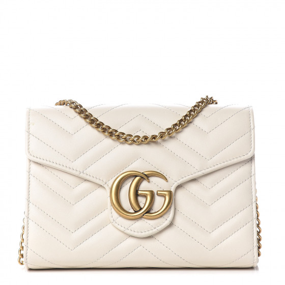 長財布 GUCCI WHITE LEATHER GG MARMONT WALLET Gucci - GG Marmont leather wallet on chain White - The Corner