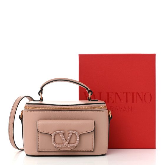 VALENTINO GARAVANI Calfskin Crystal Mini Vlogo Loco Vanity