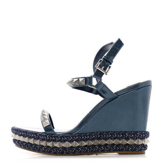 CHRISTIAN LOUBOUTIN Patent Pyraclou 110 Wedge Sandals 41
