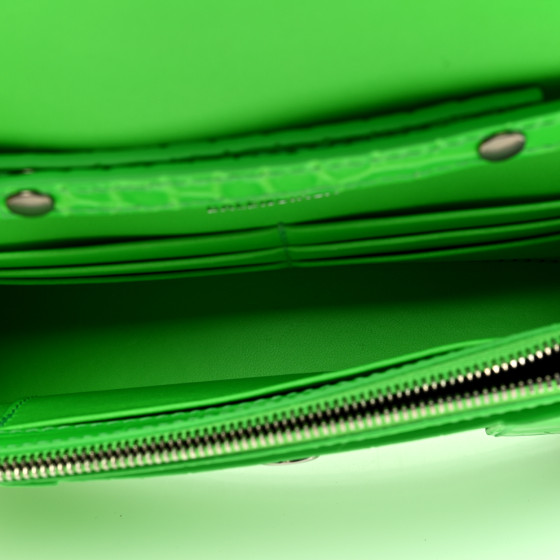 ●送料込●BALENCIAGA●Fluo Green Leather Hourglass Xs Balenciaga Hourglass Extra Small Rhinestones Neon Green