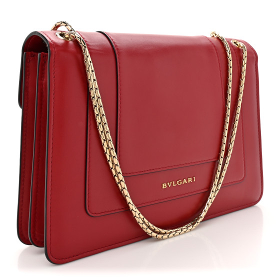 BULGARI Calfskin Serpenti Forever Shoulder Bag Red 1652831