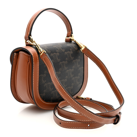 【限定数量】 Celine Mini Besace in Triomphe Tan Mini Besace IN Triomphe Canvas and calfskin - TAN | CELINE