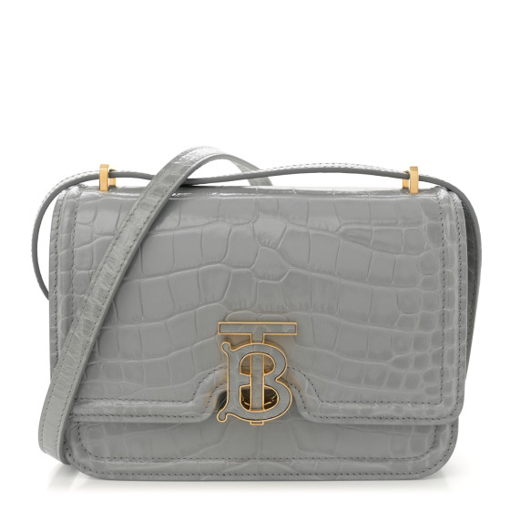 【関税&送料込】Burberry Bags Grey Burberry Grey Embossed Leather Thornton Small Crossbody Bag