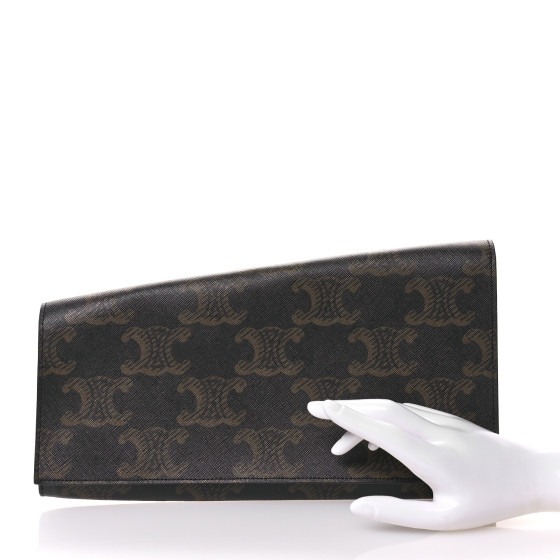 CELINE Triomphe Canvas Asymmetric Clutch Tan 1652225