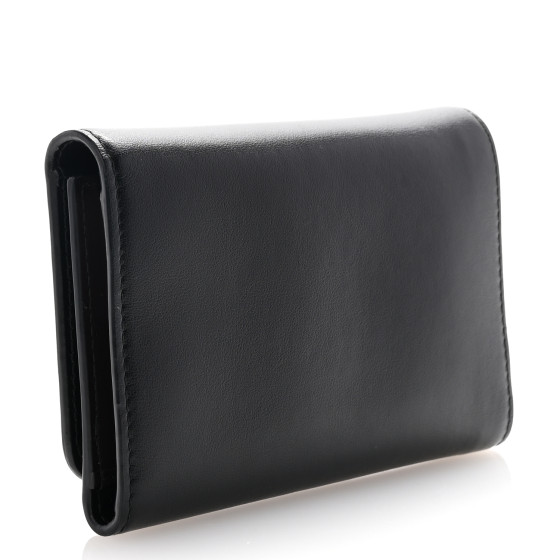 小物 MIU MIU Black Leather Wallet coin case MIU MIU Soft Calf Fiocco Bow Wallet Black Petalo 1654066