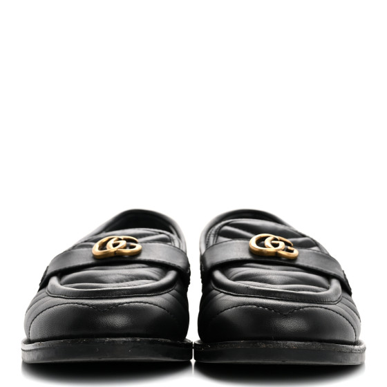 GUCCI Nappa Matelasse Double G Marmont Loafers 37 Black