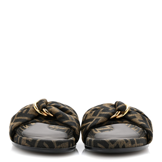 FENDI Fabric Jacquard Nappa FF Womens Fendi Feel Slide