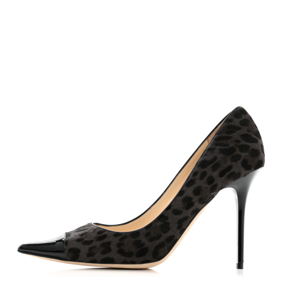 JIMMY CHOO Pony Hair Patent Calfskin Leopard Print Mika 85