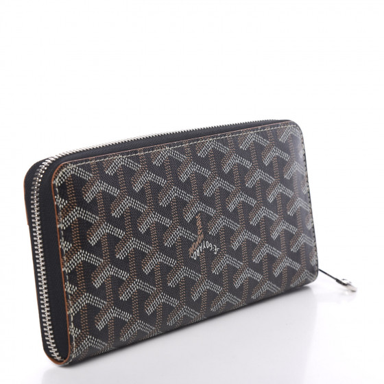 GOYARD Goyardine Matignon Zip Around GM Wallet Black Gold