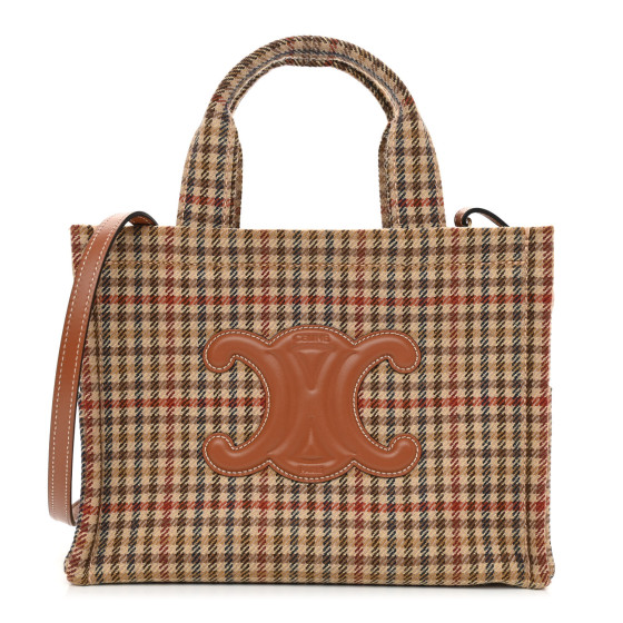 CELINE Tweed Calfskin Triomphe Small Cabas Thais Multicolor