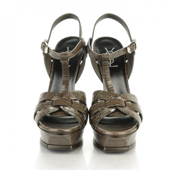 【関税負担】 saint laurent fake crocodile tribute sandal SAINT LAURENT 945$ Black Tribute Sandals - Crocodile