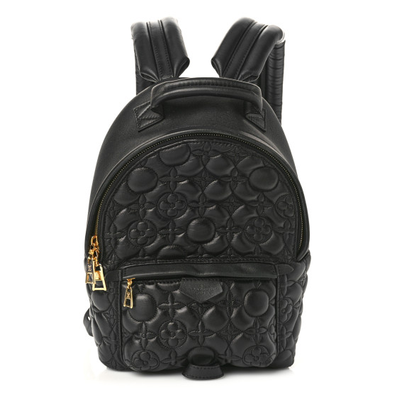 LOUIS VUITTON Lambskin Flower Quilted Palm Springs Backpack PM Black