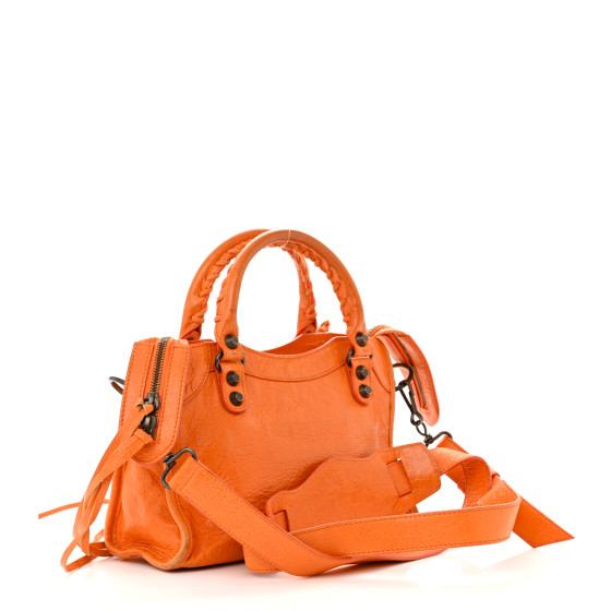 BALENCIAGA Agneau Classic Hardware Mini City Tangerine