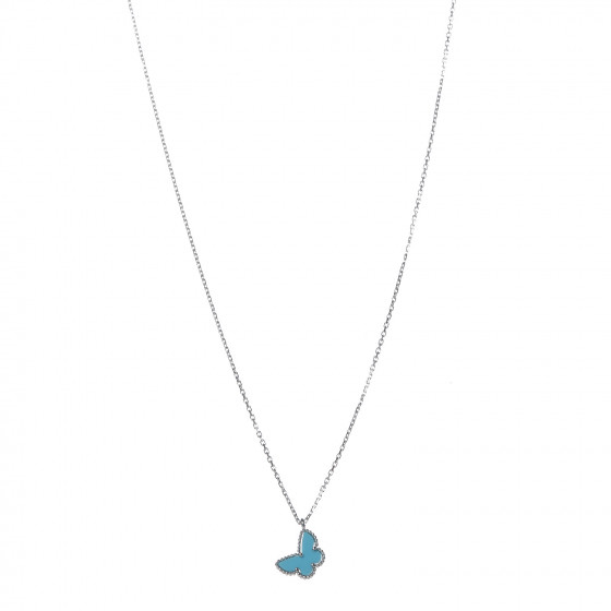 Van Cleef & Arpels ALHAMBRA 蝶々 ネックレス【ランク:A】 VAN CLEEF & ARPELS 18K White Gold Turquoise Sweet Alhambra