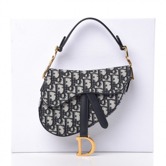CHRISTIAN DIOR Oblique Mini Saddle Bag Blue 370752