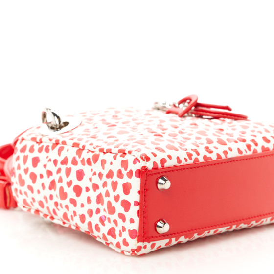 CHRISTIAN DIOR Lambskin Patent Heart Print Cannage Micro