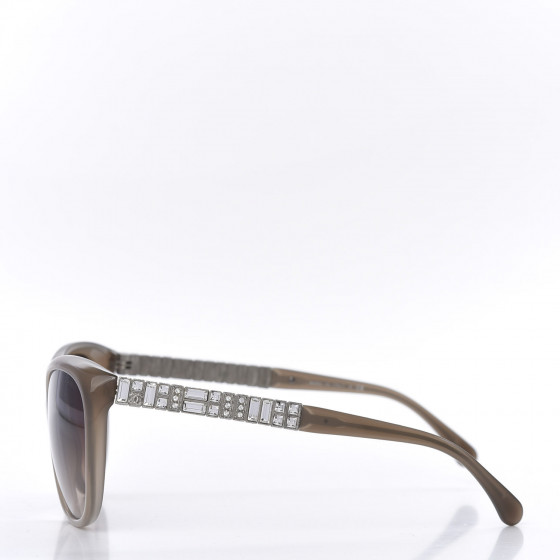 CHANEL Crystal Baguette Cat Eye Sunglasses 5309-B Brown