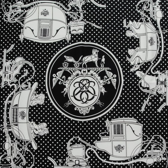 HERMES Silk Ex Libris Bandana Scarf 55 Black 138910
