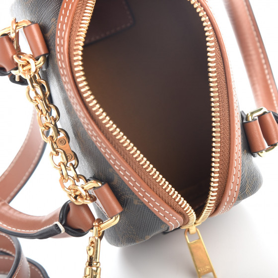 CELINE Triomphe Canvas Calfskin Mini Boston Bag Tan 807848