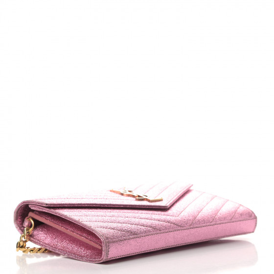 SAINT LAURENT Metallic Crackled Calfskin Matelasse Chevron