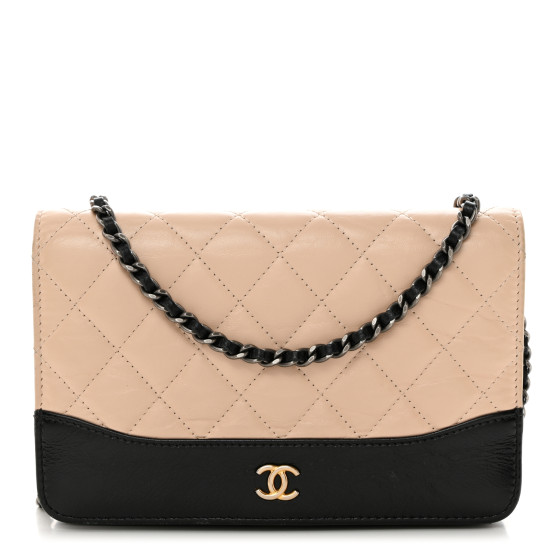 CHANEL Aged Calfskin Quilted Gabrielle Wallet On Chain WOC