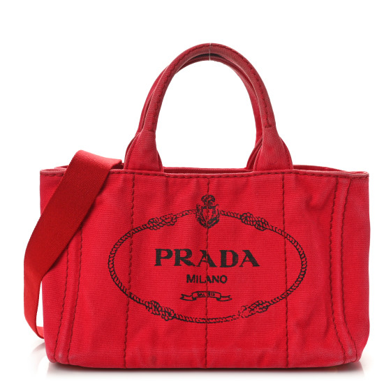 PRADA Canapa Small Logo Tote Rosso 1575131 | FASHIONPHILE