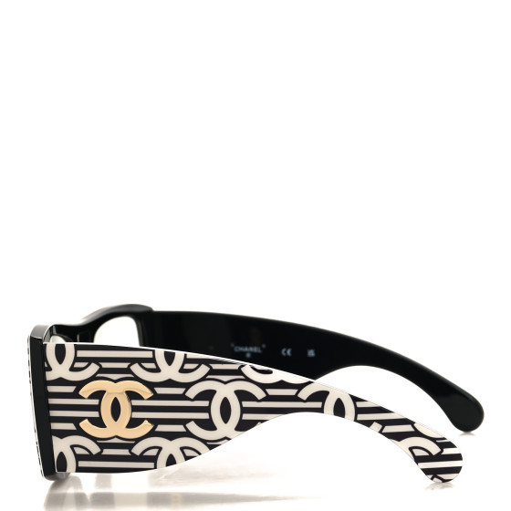 CHANEL Acetate CC Logo Square Sunglasses 71628 Black White