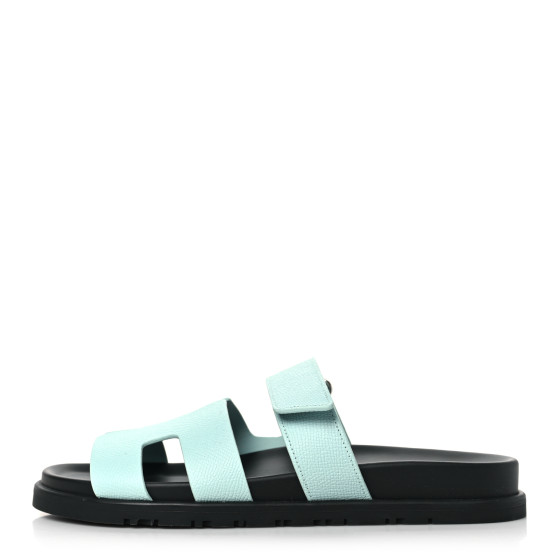 HERMES Epsom Womens Chypre Sandals 38 Bleu Cristaux 1576734