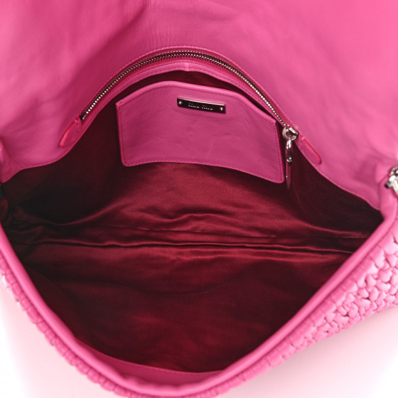 MIU MIU Nappa Matelasse Crystal Flap Clutch Fuxia 999982