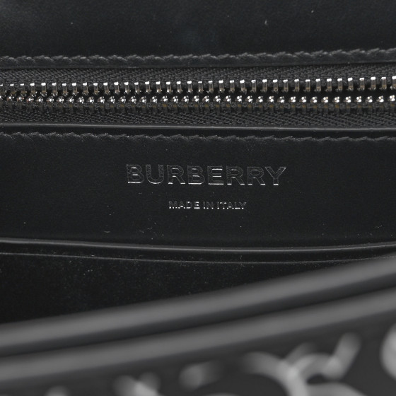 BURBERRY Calfskin Monogram TB Print Messenger Bag Black