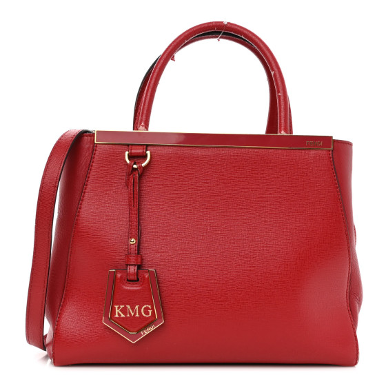 FENDI Vitello Elite Flamingo Petite 2Jours Tote Mattone