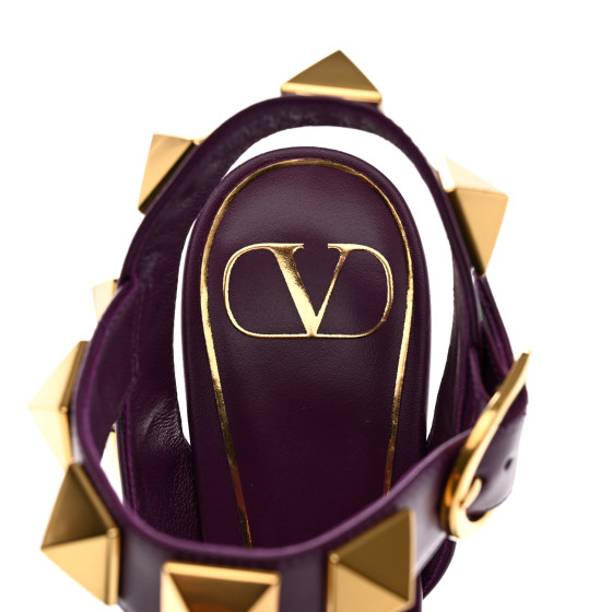 VALENTINO GARAVANI Calfskin Roman Stud 60mm Sandals 35 Prune
