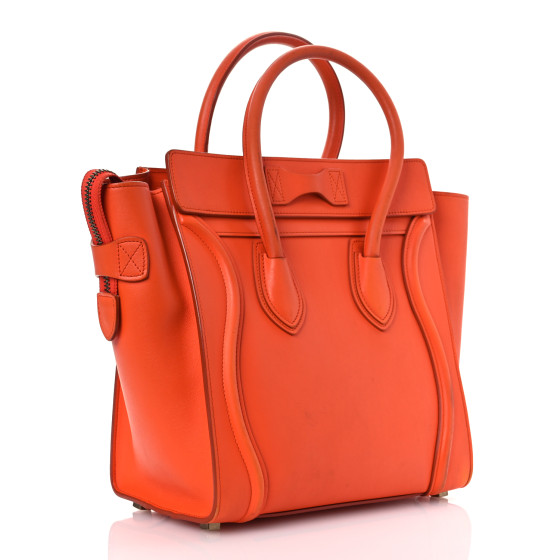 CELINE Smooth Calfskin Mini Luggage  Bright Orange