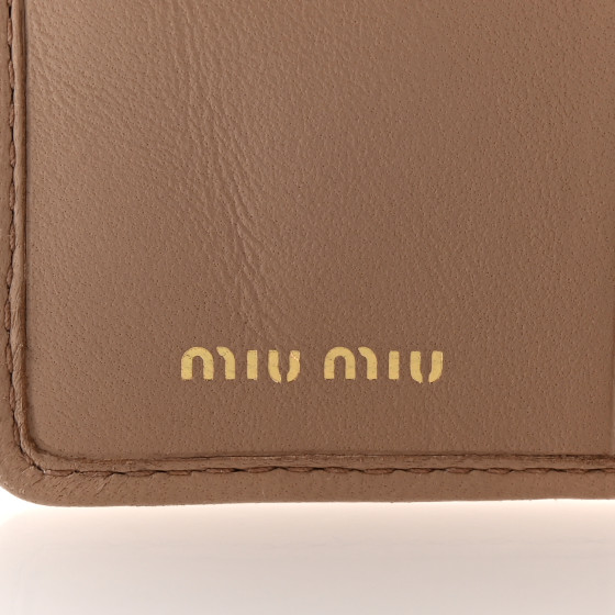 MIU MIU Nappa Matelasse Bi-Fold Compact Wallet Cammeo