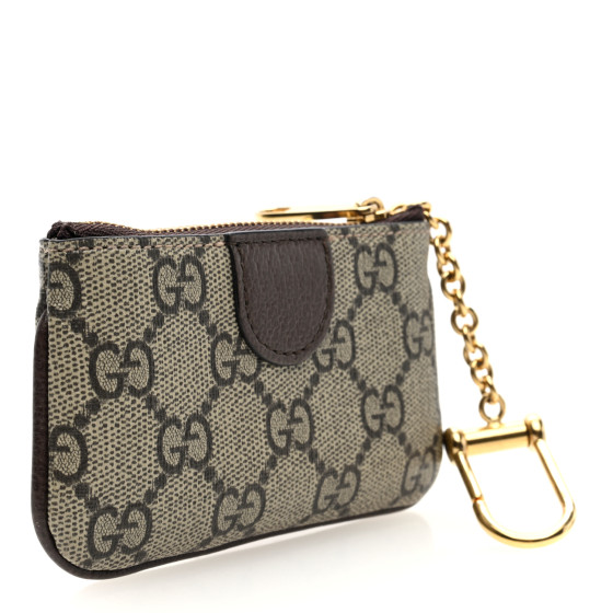 GUCCI GG Supreme Monogram Web Ophidia Key Case Beige New